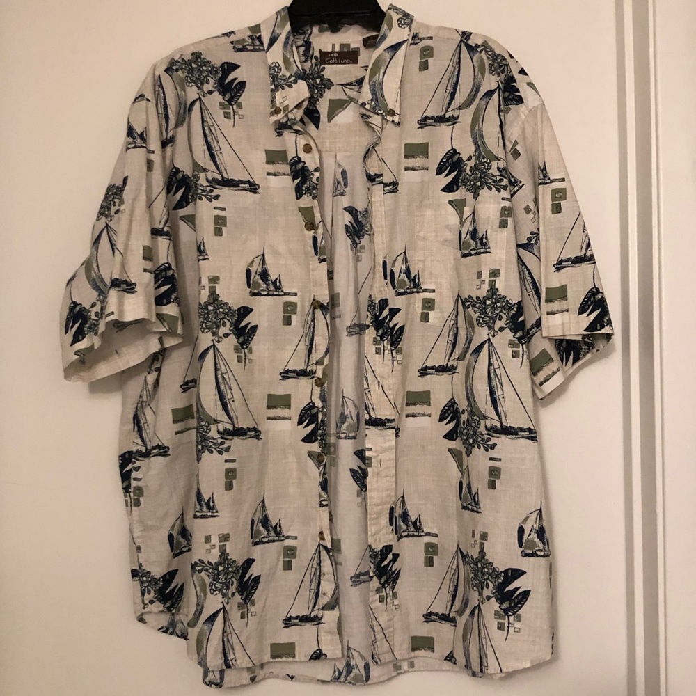 Boat print button down shirt